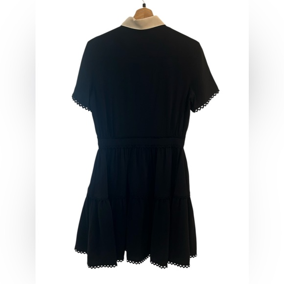 Kenzo Silk Contrast Collar Trim Short Sleeve Tiered Mini Dress, Size FR 38=US 6 - Picture 3 of 3